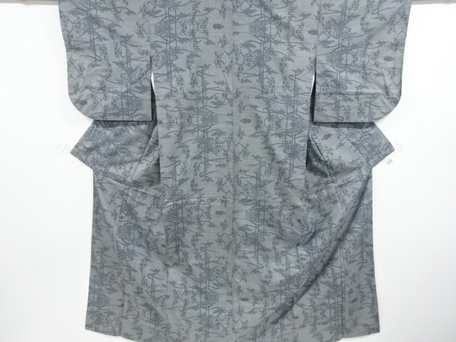 JAPANESE KIMONO / VINTAGE KIMONO / SILK / OSHIMA TSUMUGI / ABSTRACT PATTERN